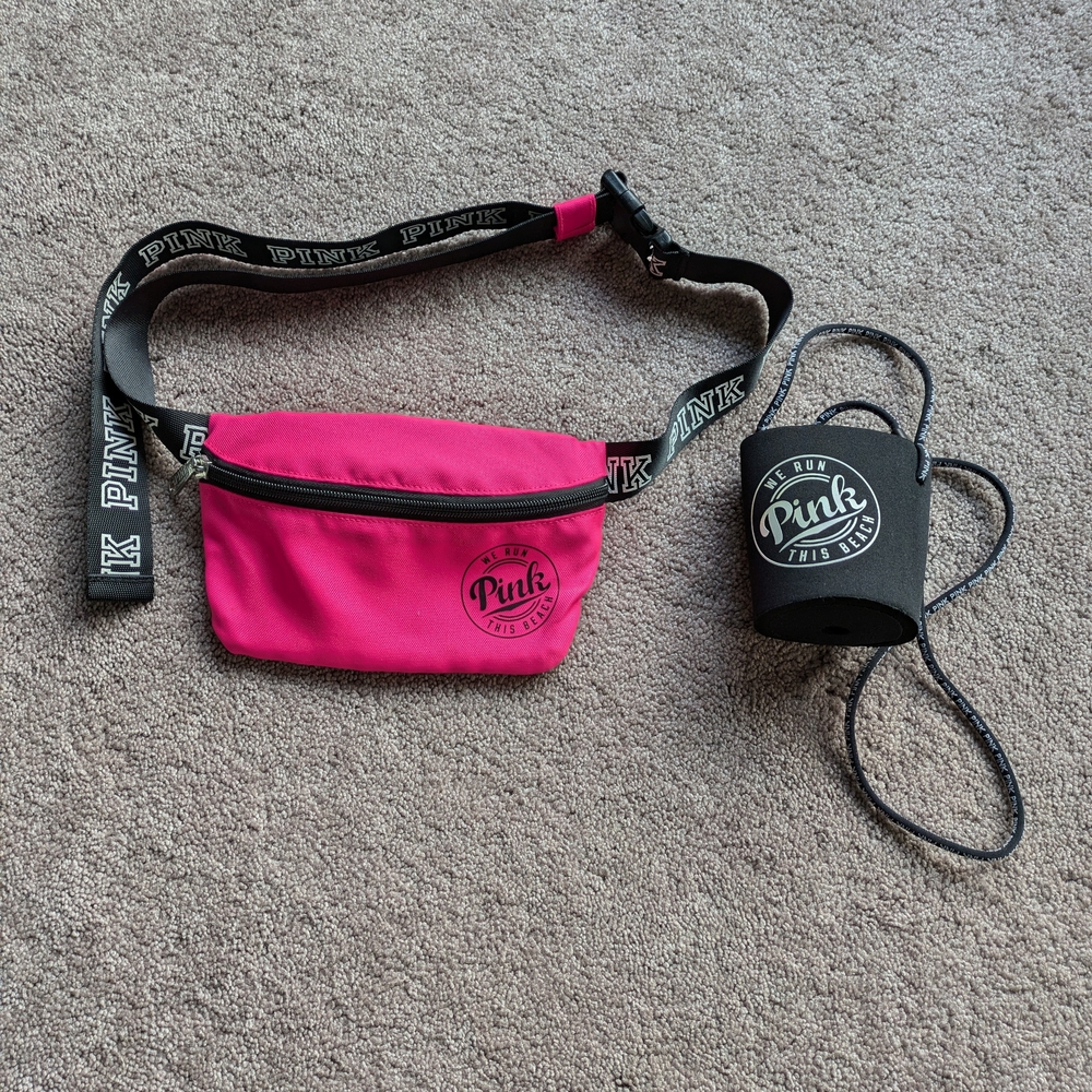 NWOT PINK Fanny Pack and Koozie Combo